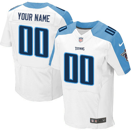 Men's Elite Nike Jersey White Road - Customized NFL Tennessee Titans